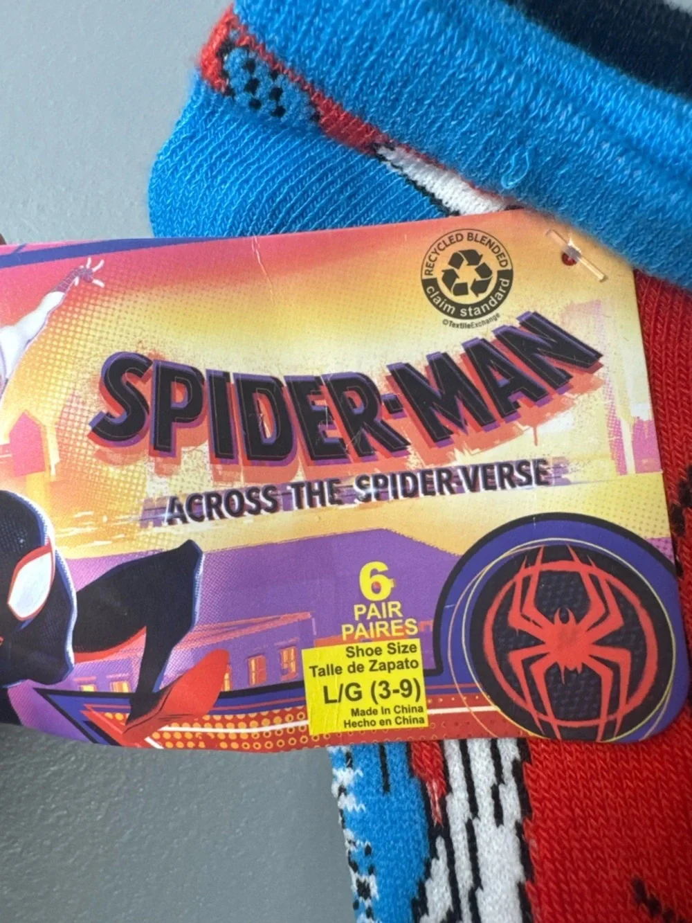 Spiderman across the spider-verse themed character socks miles morales 6-pack